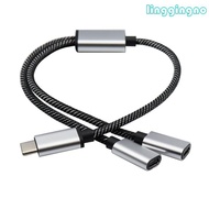 RR USB C Male to 2 USB C Female Cable Adapter Headphone Type C Adapter 480Mbps Data Transmission 30c