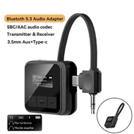 3.5mm Aux/Type-c Bluetooth 5.3 Audio Receiver Transmitter Wireless Stereo Music Adapter for Airplane