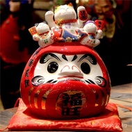LeMiao Factory Direct Sales91 Inch Red Fuwang Daruma Money Box Sushi Shop Living Room Decoration Cer