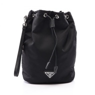 【二手】Prada PRADA 尼龍手拿包 1NS369 黑色尼龍 Saffiano 皮革三角形 Logo 女士手拿包