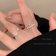2PCS Ring Korean Edition Fashion Moonstone Women's Ring Design Exquisite Finger Ring