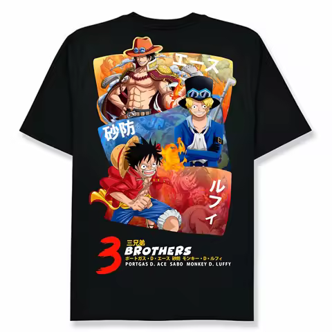 One Piece Luffy Ace Sabo 3 Brothers Anime T Shirt Men Women Cotton Short Sleeve Graphic Tee Streetwe