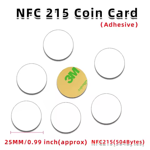 20pcs 25mm 13.56Mhz NFC Ntag215 Sticker Adhesive Coin Cards Tags NTAG 215 PVC Waterproof for all NFC