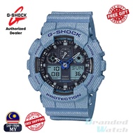 [OFFICIAL CASIO WARRANTY] Casio G-Shock GA-100DE-2A Men's Analog Digital Blue Resin Strap Watch