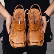 Sandal Kulit Lelaki Genuine Leather Shoes for Men Sandal for Men Slipper Outdoor Selipar Lelaki Sneaker Beach Waterproof Sandals Panas Lelaki Kulit Klasik