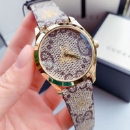 Gucci/古馳手錶女 潮流金色小蜜蜂印花經典腕表YA1264068 石英錶 大直徑手錶女