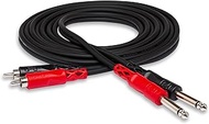Hosa CPR-202 Dual 1/4" TS to Dual RCA Stereo Interconnect Cable, 2 Meters, 6.6 Feet, Black