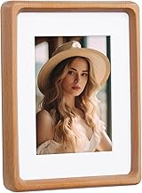 Picture Frame 7 x 5 inch, Picture Frame 13 x 18 cm, Wooden Frame with Mount for Photos up to 9 x 13 