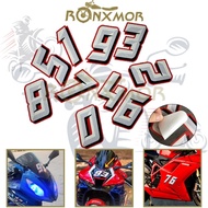 RONXMOR NEW 1PC Motorcycle Reflective Racer Track Day Number Digital Sticker Motorcycle Windshield B