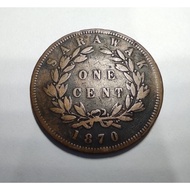 Sarawak Brooke Era – 1870 1 Cent Coin – Rajah Charles Brooke – Circulated Condition