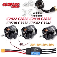 SURPASS HOBBY C2822 2826 2836 2830 3530 3536 3542 3548 Brushless Motor 30-80A ESC for Airpalne Aircr