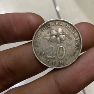 koin kuno Malaysia 20 sen tahun 1990