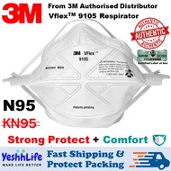 3M VFlex 9105 N95 [10/15/25pcs] Respirator Mask Flu Prevention/ Haze/ PM2.5 - SMALL PACKAGING