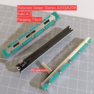 Stereo Slide Potentiometer 7.5cm A20K A203 Pin 4-2