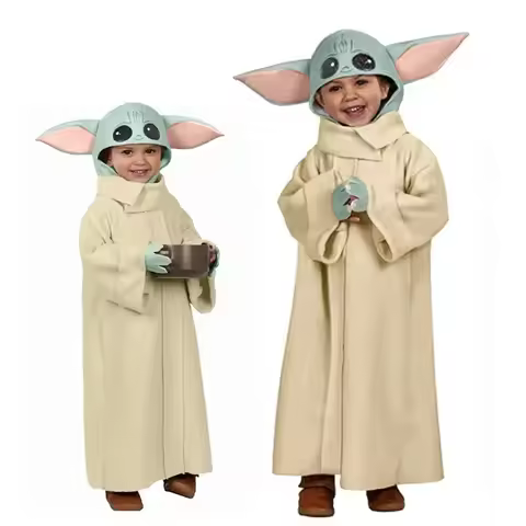 Hot Baby Boys Girls Y-Yoda-Robe Cosplay Costume Y-Yoda-Grugo Children Coverall Christmas Halloween P