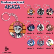 GANTUNGAN AKAZA DEMON SLAYER KEYCHAIN CUTE ANIME ROUND KEYCHAIN GIFT CUSTOM PRINT SEMAUMUG