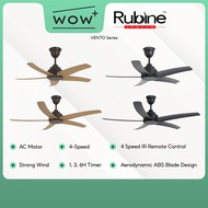 Rubine RCF-VENTO42-5B / RCF-VENTO53-5B Ceiling Fan - 42 / 53 Inch, Featuring 4 Speed AC Quiet Motor VENTO Series