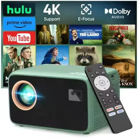 4K Projector WiFi Bluetooth Compatible with Netflix Prime Video YouTube Portable Home Theater for In