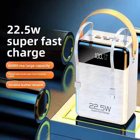 Power Bank 80000 MAh Super Fast Charging Large Capacity Self-contained Cable Flash Charging Mobile P