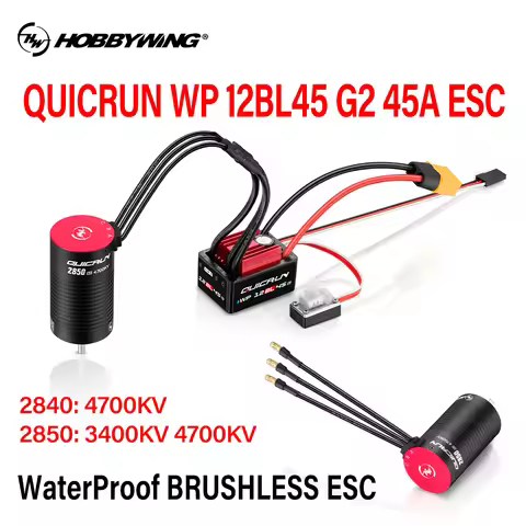 HOBBYWING Brushless Sensorless Combo QUICRUN 2840 2850 Motor 12BL45 G2 45A ESC Shaft WaterProof For 