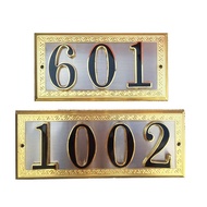 Ready Stock Flat Metal House Number Plate Brushed Gold Bottom Number Plate Small District Villa Hous