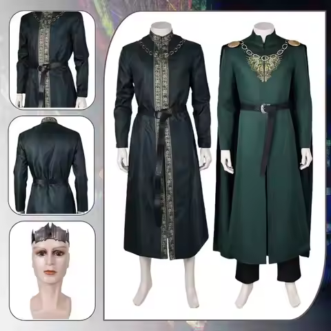 King Aegon Cosplay Targaryen Costume Disguise for Adult Men Medieval Costumes Robe Belt Fantasy Outf