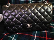 Chanel CF classic double flap jumbo (30cm) black lamskin黑色銀扣羊皮