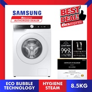 Samsung Front Load Inverter Washing Machine (8.5KG) WW85T504DTT/FQ Washer / Mesin Basuh with AI Ecobubble &amp; Hygiene Steam