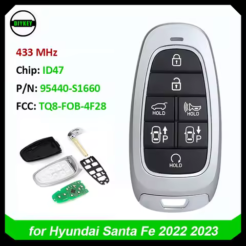 DIYKEY For Hyundai Santa Fe 2022 2023 Keyless Go Smart Remote Key 6+1 Buttons 433 MHz 47 Chip P/N: 9