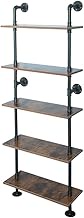 ZIOTHUM 5 Tier 67inch Industrial Pipe Shelving, Shelves Shelf Rustic Wood Metal Wrought Iron Ladder 