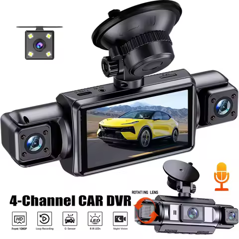 4 Channel 1080P Dash Cam WiFi Car DVR 4 Lens 360° Night Vision 24H Parking Monitor Black Box Front R
