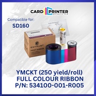 Entrust Datacard Sigma SD160 YMCKT 250 COLOR Ribbon Cartridge Ink ID Card Printer - 534100-001-R005