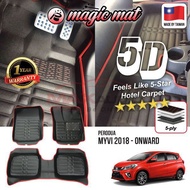 5D Carpet Kereta PERODUA MYVI GEN3 G3 2018 - 2023 MAGIC MAT 5-Layer Premium Leather Car Carpet Car M
