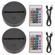 2 Pack 3D Night LED Light Lamp Base + Remote Control + USB Cable, 16 Colors Light Show Display Stand