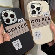 Minimalist Coffee Label Phone Case Compatible for IPhone 7 8 Plus 11 13 12 14 15 Pro Max XR X XS Max SE 2020 Metal Frame Anti Drop Silicone Soft Case