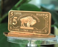 5 oz Five Troy Ounces American Buffalo .999 Pure Copper Bullion Bar Cu Element 5oz