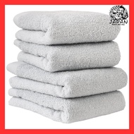 hiorie Face Towel, Made in Japan, Hotel Style Towel, Plain, 100% Cotton, Senshu Towel, Set of 4 (Lig