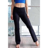 [HZA] 148-160cm Loose Sport Nurse Bootcut Flare Jersey Pants Leisure Women's High Waist Stretch  Boo