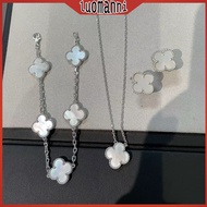 VCA Four Leaf Clover White Fritillaria Silver Fashion Necklace Bracelet Earclap Series