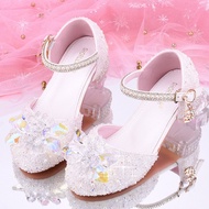 New Children's High Heels Piano Performance Shoes Girls Princess Shoes Flower Girl Dress Shoes Silve