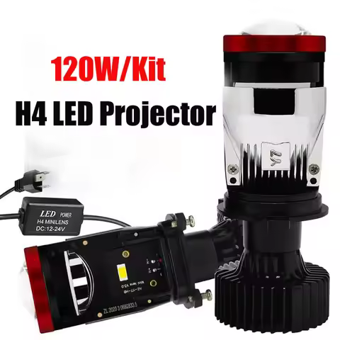 Y7D Y6D H4 LED Projector Headlight Car H4 Mini Projector Lens 6500K 12V High Low Beam Automobile Lig