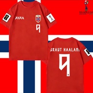 World Cup/Norway/Haland T-shirt No.9 Erling Braut Haaland jersey/Sports shirt/Unisex/Cotton/Short-Sl