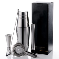 [พร้อมส่ง] 5pcs Cocktail Shaker Set 600/800ML Cocktail Mixer Bartender Kit Jigger Spoon Ice Grinder 