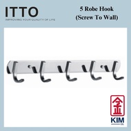 Itto Stainless Steel 304 Srcew To Wall 5 Robe Hook (IT-T1007-5 & IT-T1007-5/LS) | Bathroom Accessori