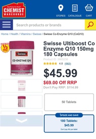 Bổ tim Swisse Ultiboost Co enzyme Q10 150mg 180 viên