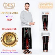 Sarung BHS Infinity Gold Motif PKD Hitam Merah / Kain Sarung BHS Ori