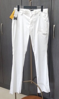 全新正品ADIDAS愛迪達 GOLF高爾夫球 UPF50+ 男白色吸濕排汗超彈性無修邊休閒長褲M