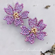 鉤針 串珠 編織 櫻花 耳環