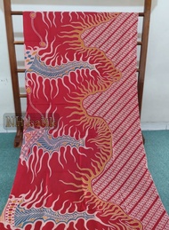 KAIN BATIK PREMIUM Bahan Katun Halus Warna Merah Kombinasi Motif Parang Jarik Jarit Samping Kebat Pa