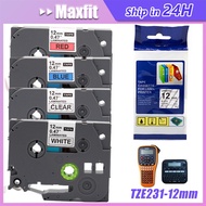 MERAH PUTIH Brother Compatible Label Tape TZE-231 12mm 8m TZe231 631 334 PT-H110 D210 White/Transpar